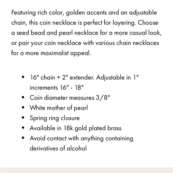 NWT! Beautiful! Gorjana Rose Marble Coin Necklace - Picture 3 of 6